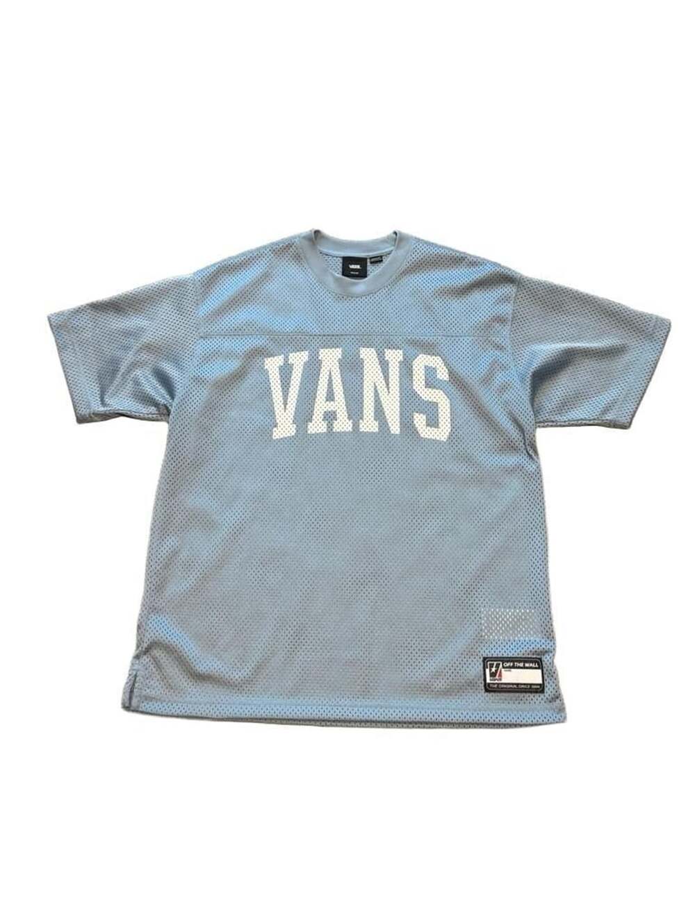 Vans Arched Football Jersey Tee Loose Fit Medium Blue White